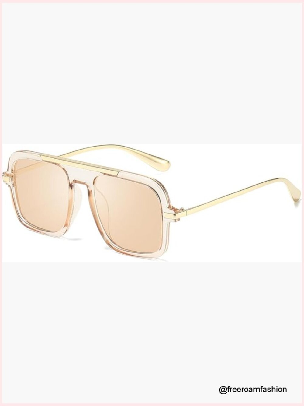 Vintage Gold Square Oversized Sunglasses UV Protection